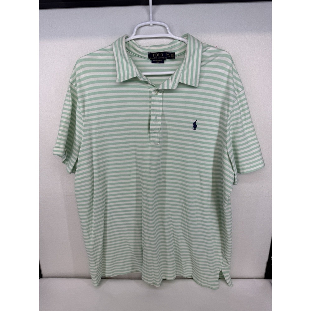 Polo Ralph Lauren Men's Light Green White Stripe Cotton Mesh Polo Size XXL - Picture 2 of 7
